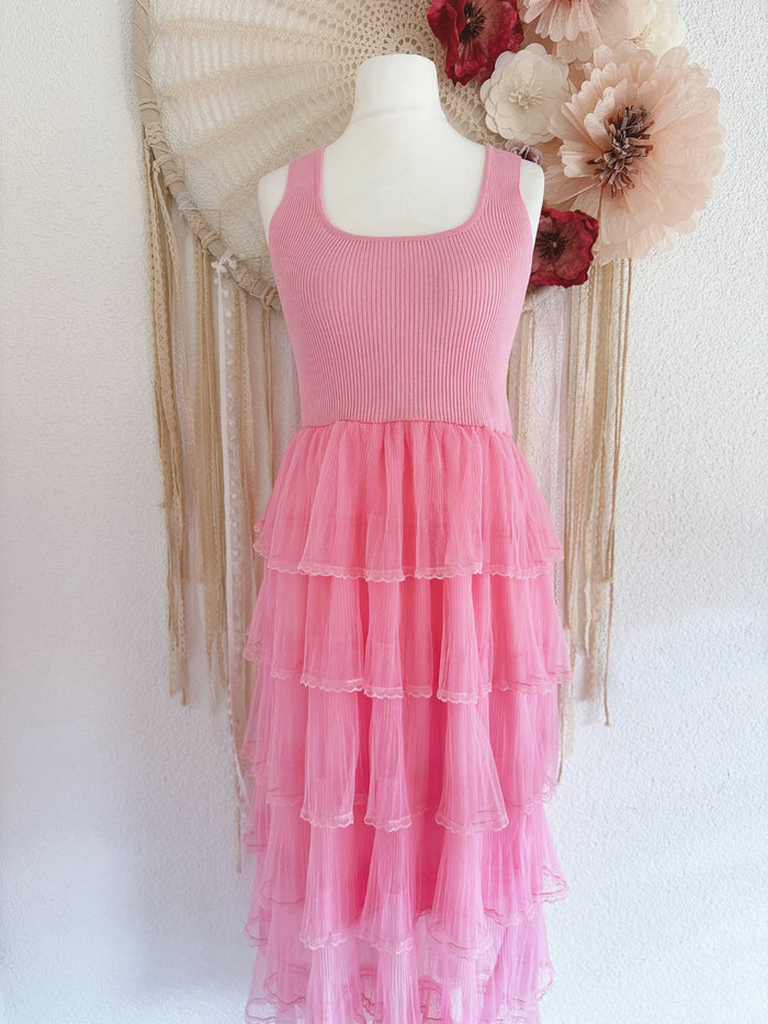 ROMANTISCHES TÜLLKLEID IN ROSA - ONE SIZE -