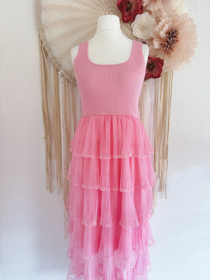 ROMANTISCHES TÜLLKLEID IN ROSA - ONE SIZE -