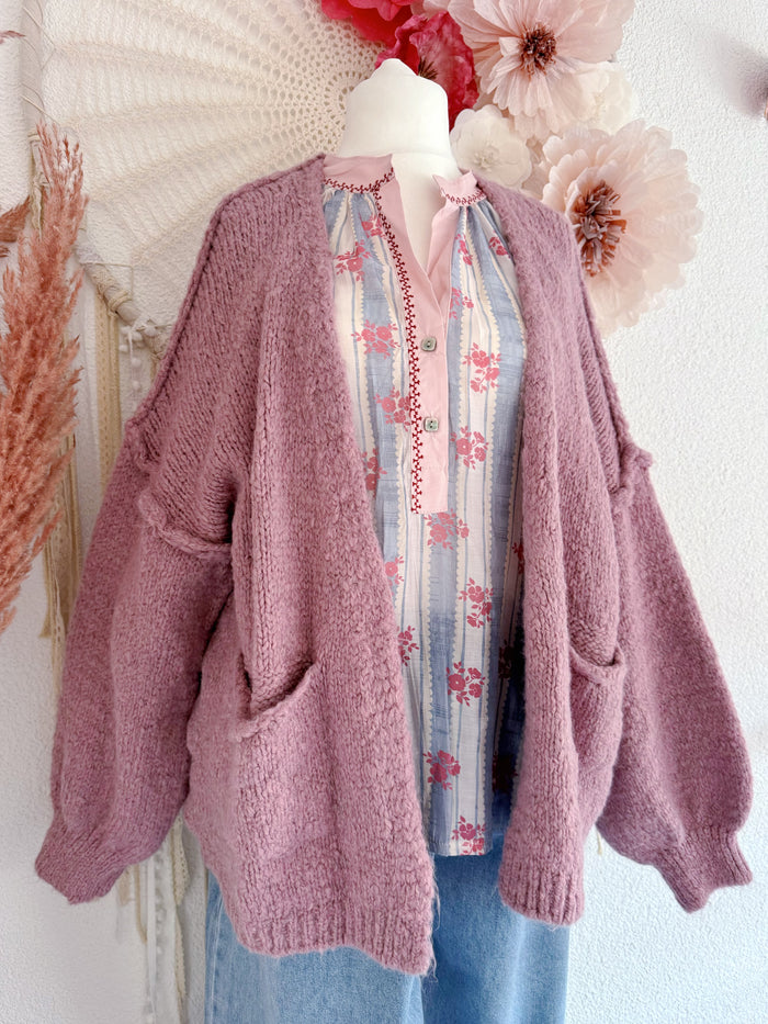 KUSCHELIGE OVERSIZED STRICKJACKE IN ALTROSA - ONE SIZE -