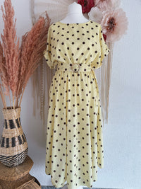 ELEGANTES POLKA-DOT KLEID IN GELB - ONE SIZE -