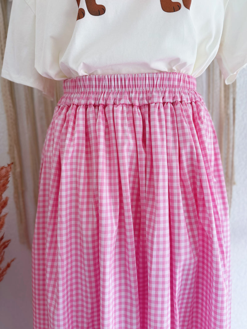 MAXIROCK MIT VICHYMUSTER IN ROSA - ONE SIZE -