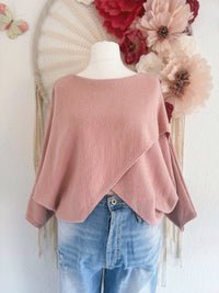 FEINSTRICKPULLOVER IN WICKELOPTIK IN PUDER - ONE SIZE -