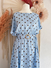ELEGANTES POLKA-DOT KLEID IN BLAU - ONE SIZE -