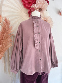 CORDBLUSE MIT RÜSCHEN IN ALTROSA - ONE SIZE -