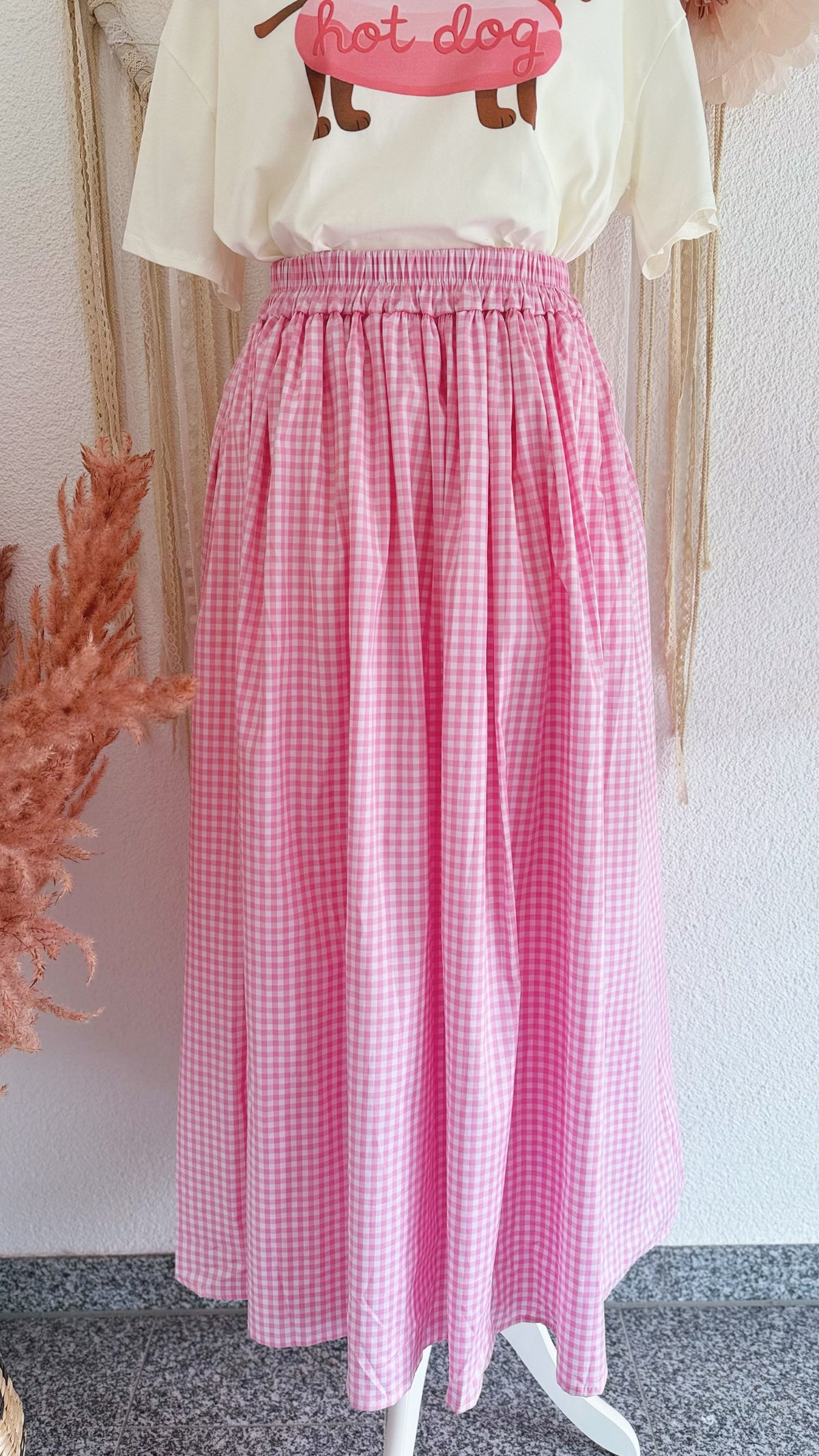 MAXIROCK MIT VICHYMUSTER IN ROSA - ONE SIZE -