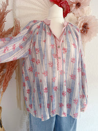 TUNIKA MIT STREIFEN & BLÜTENPRINT - ONE SIZE -