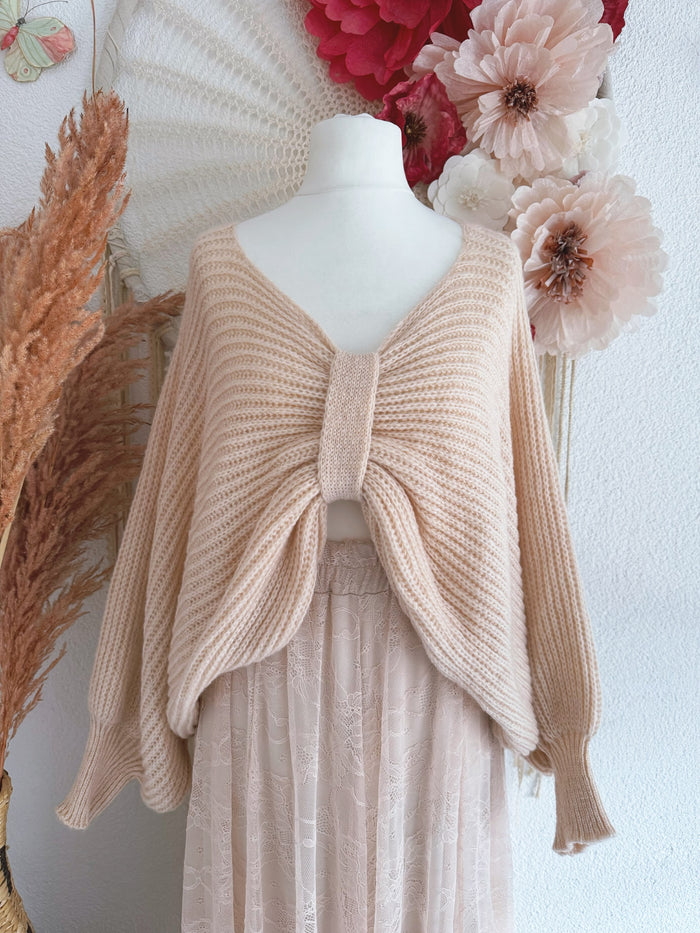 OVERSIZED STRICKPULLOVER "SCHLEIFCHEN" IN PUDERROSA - ONE SIZE -