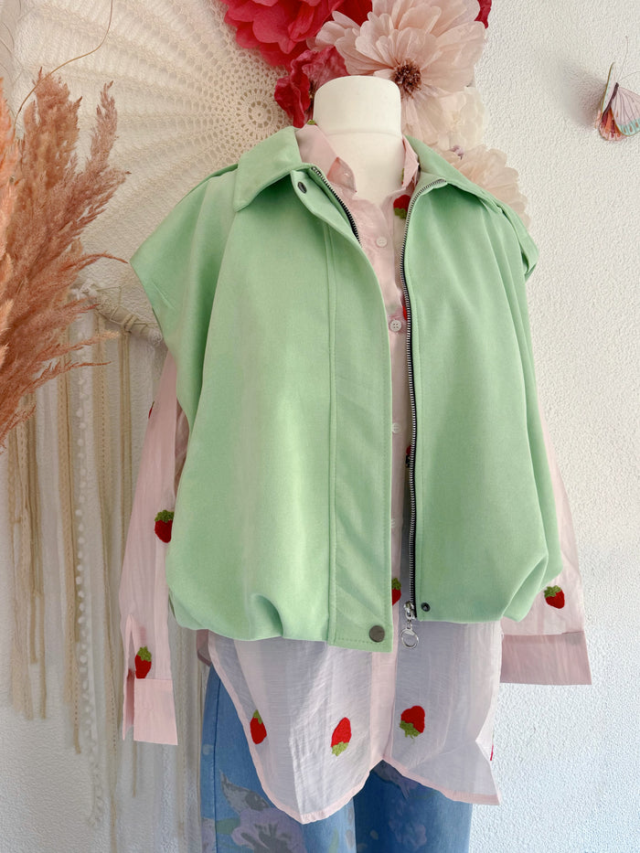 STYLISCHE WESTE IM OVERSIZE-LOOK IN APFELGRÜN - ONE SIZE -