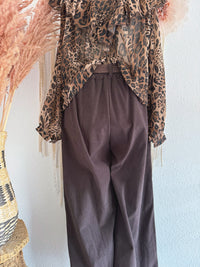 WEITE CORDHOSE MIT GÜRTEL IN DUNKELBRAUN - ONE SIZE -