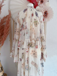 VERSPIELTES CHIFFONKLEID MIT VINTAGE-CHARM - VERSCH. GRÖßEN -