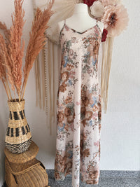 SLIP-DRESS MIT ROMANTISCHEM GOBELINPRINT IN BRAUN - ONE SIZE -