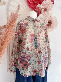 BLÜSCHEN MIT VINTAGE-BLUMENMUSTER - ONE SIZE -