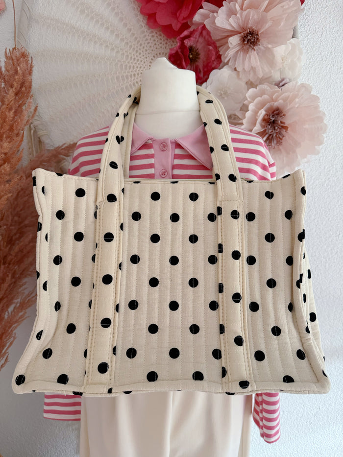 GESTEPPTE SHOPPER-TASCHE MIT POLKA-DOT DESIGN