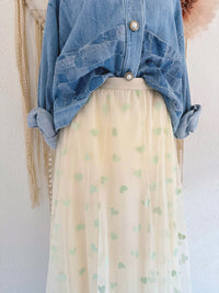 TÜLLROCK MIT HERZCHEN IN MINT - ONE SIZE -