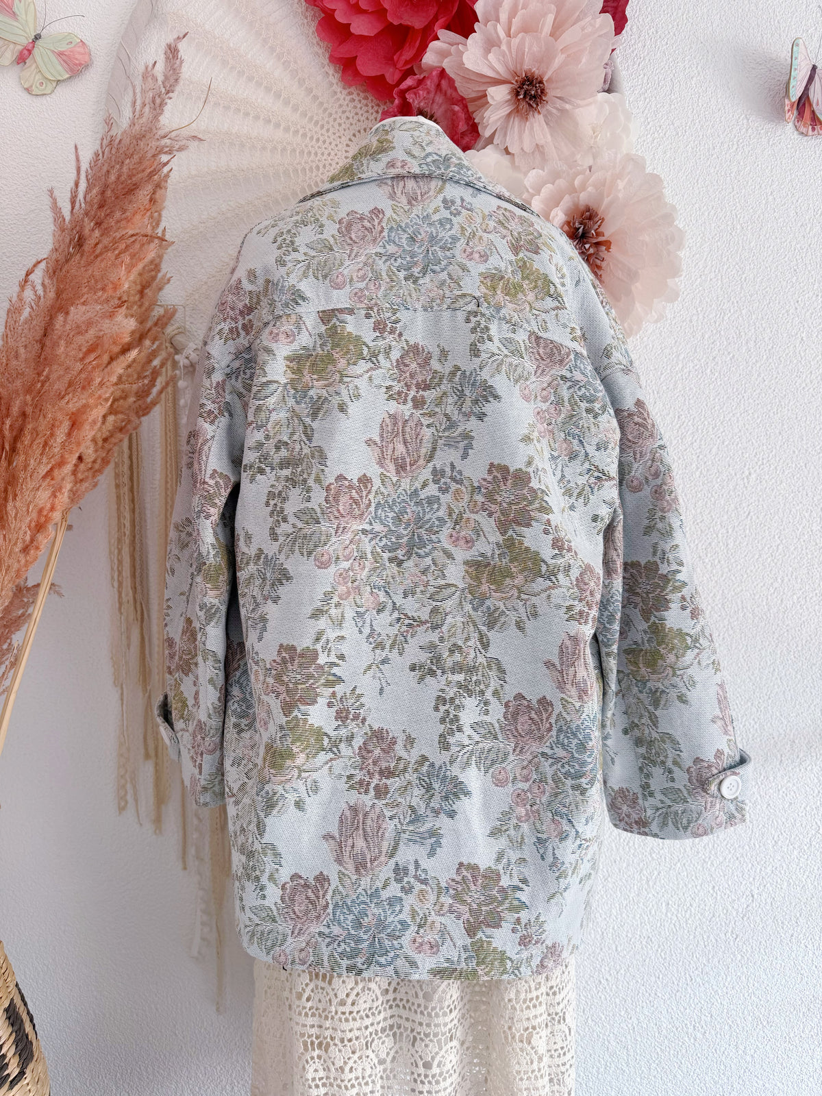 ROMANTISCHER GOBELIN BLAZER MIT BLUMENMUSTER - ONE SIZE -