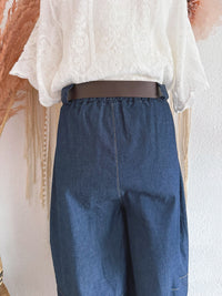 WIDE-LEG-HOSE IN DENIM-OPTIK & GÜRTEL - ONE SIZE -