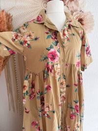HEMDBLUSENKLEID MIT ROSENPRINT - ONE SIZE