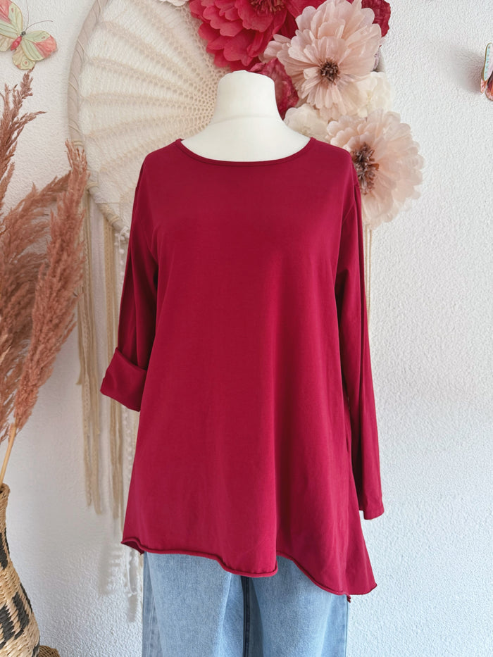 BASIC-LANGARMSHIRT IN ROT - ONE SIZE -