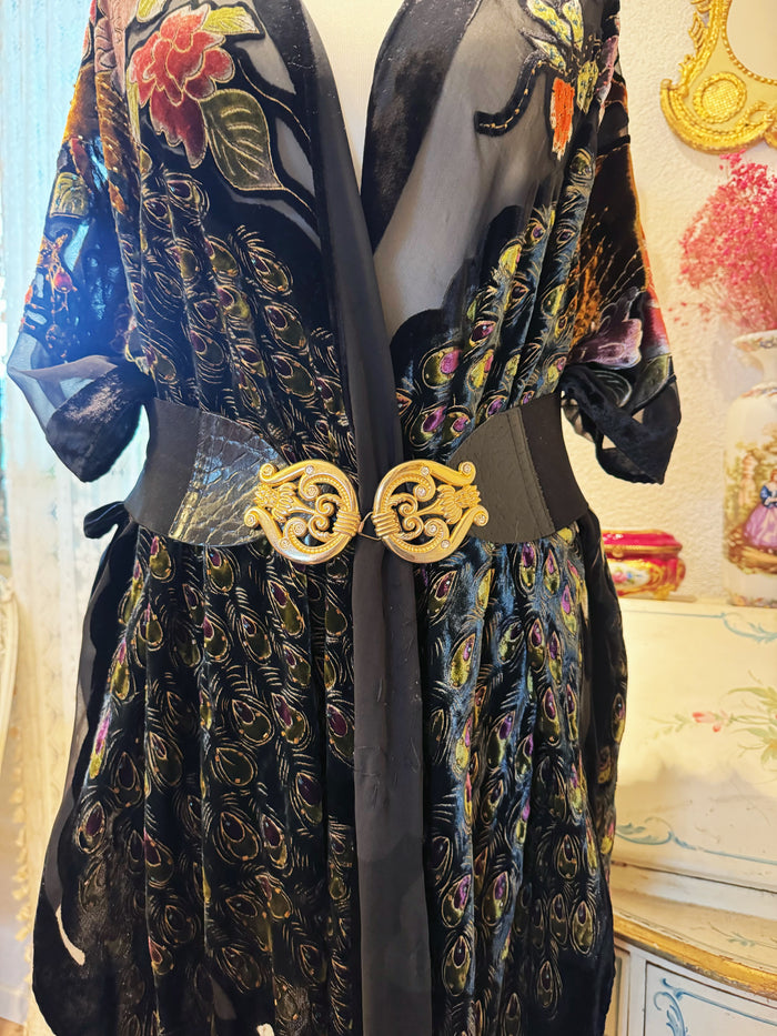 VINTAGE STRETCHGÜRTEL MIT BAROCKER GOLDSCHLIEßE