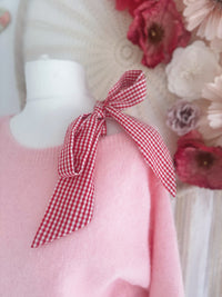 FEINSTRICKPULLOVER MIT SCHLEIFCHEN AN DER SCHULTER - ONE SIZE -