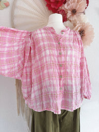 OVERSIZED BLUSE MIT KAROMUSTER - ONE SIZE -