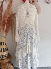 BODENLANGER SPITZEN-CARDIGAN FÜR BOHO-TRÄUME - ONE SIZE -