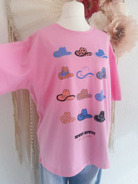 T-SHIRT MIT COWBOYHÜTEN IN PINK - ONE SIZE -