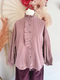 CORDBLUSE MIT RÜSCHEN IN ALTROSA - ONE SIZE -