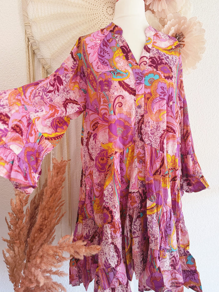 SOMMERLICHES TUNIKAKLEID IN KRÄFTIGEN FARBEN - ONE SIZE -