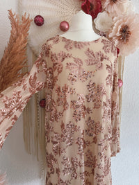 BEZAUBERNDES PAILLETTENKLEID MIT SCHLEIFE IN NUDE - ONE SIZE -