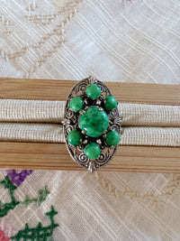 FILIGRANER VINTAGE-RING MIT GRÜNEN STEINEN