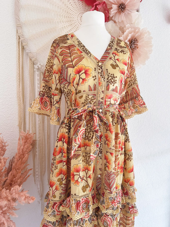BOHO-MAXIKLEID MIT FLORALEM PRINT - VERSCH. GRÖßEN