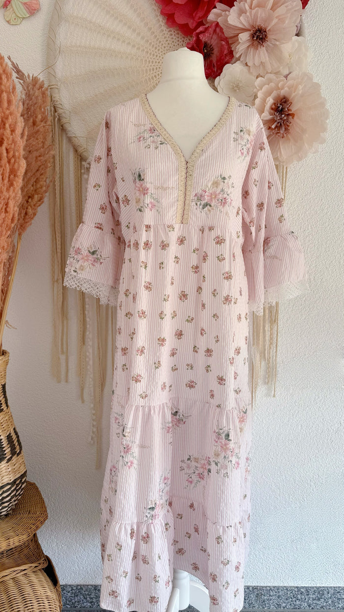 BEZAUBERNDES MIDIKLEID IM VINTAGE-STIL IN ROSA - ONE SIZE -
