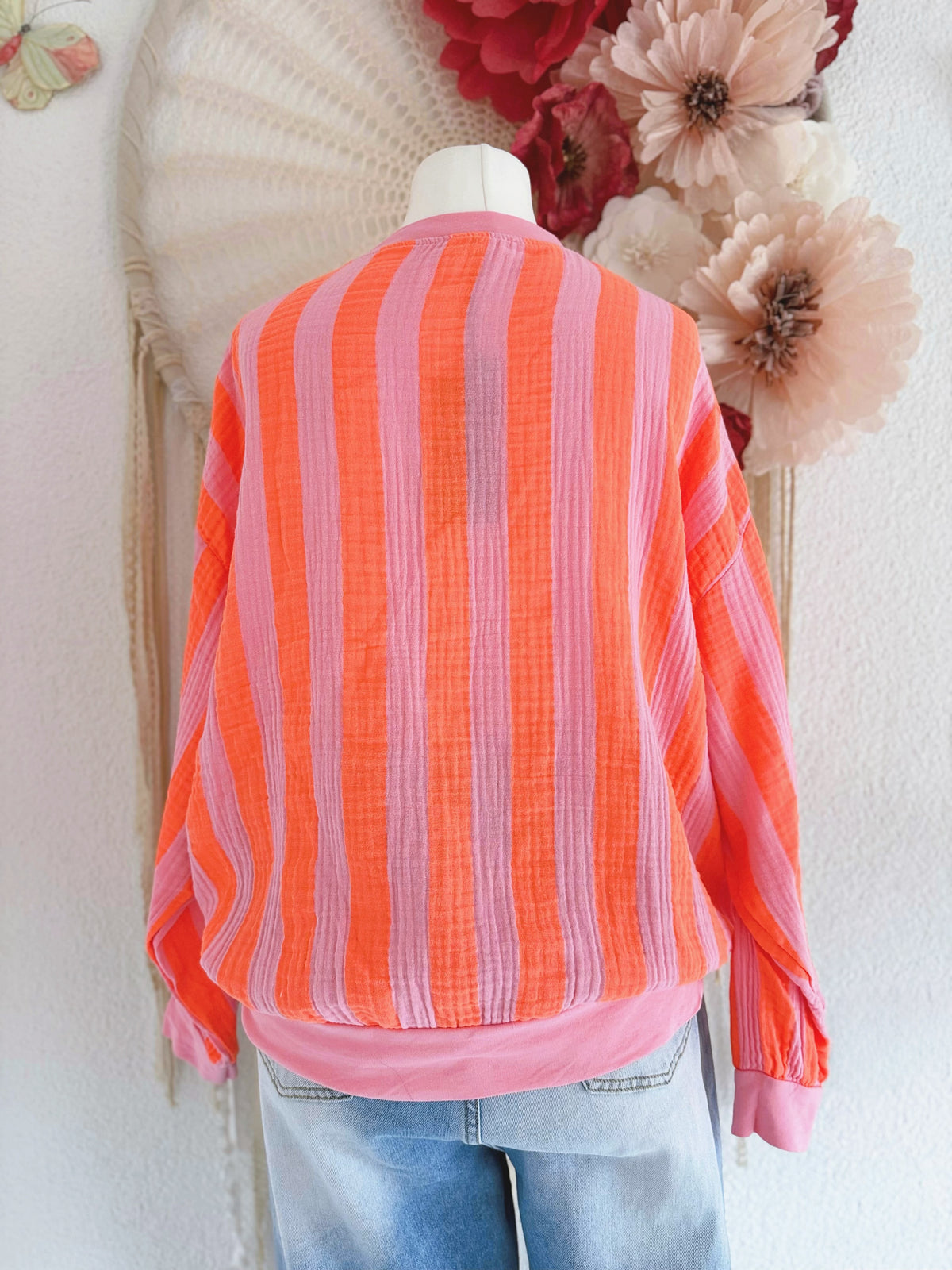 CASUAL MUSSELIN-SWEATER IN ORANGE - ONE SIZE -