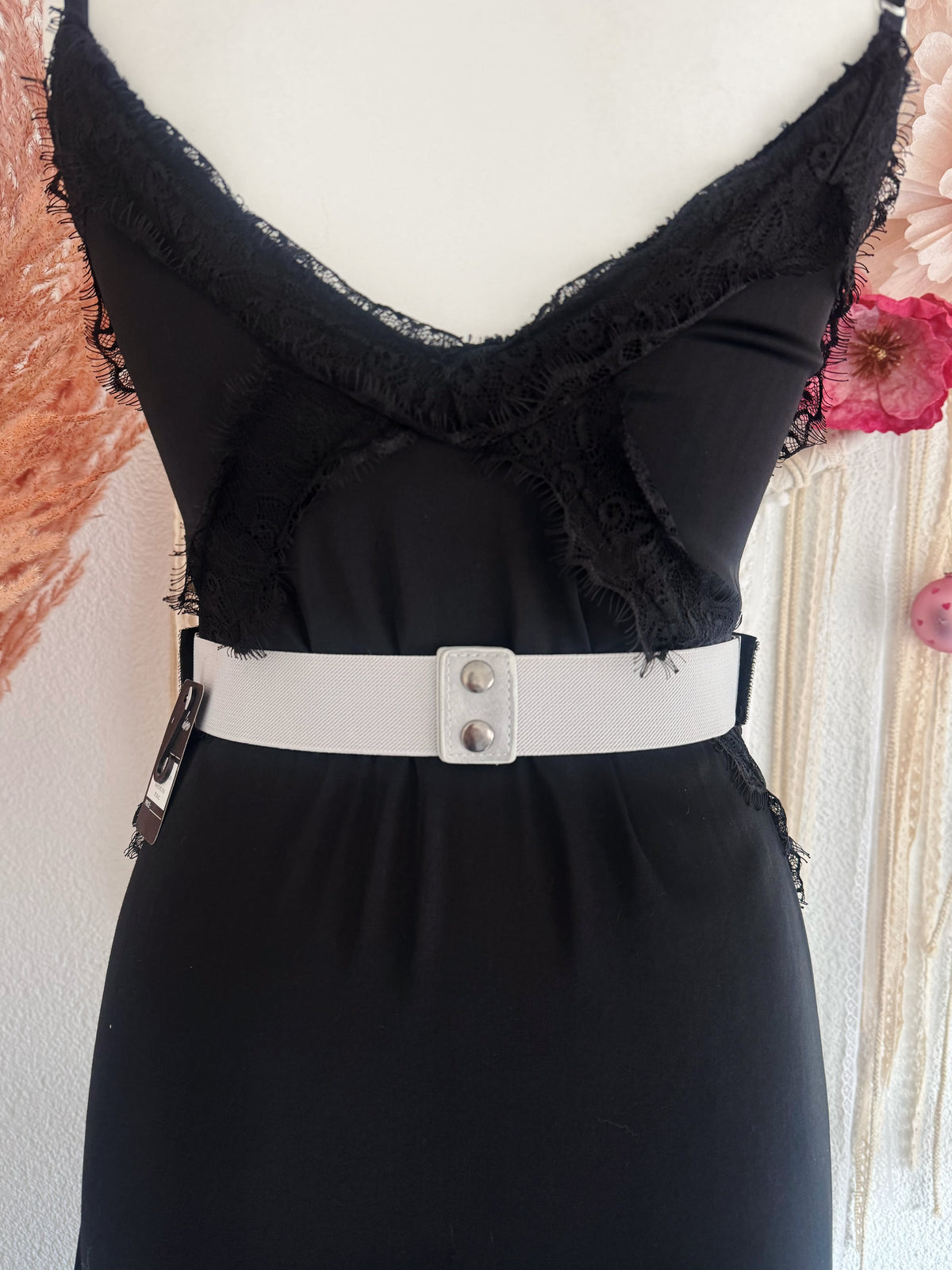 PERLENBESTICKTER GÜRTEL IN SCHWARZ/SILBER - VERSCH. GRÖßEN