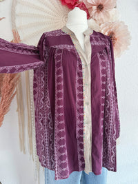 OVERSIZED BLUSE MIT ETHNO-STICKEREI - ONE SIZE -