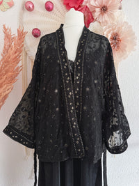 KIMONO MIT BESTICKUNGEN UND GOLDENEN PAILLETTEN - ONE SIZE -
