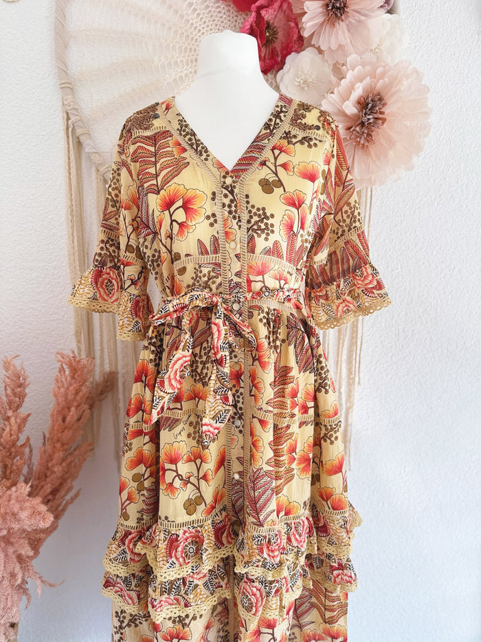 BOHO-MAXIKLEID MIT FLORALEM PRINT - VERSCH. GRÖßEN