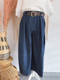 WIDE-LEG-HOSE IN DENIM-OPTIK & GÜRTEL - ONE SIZE -
