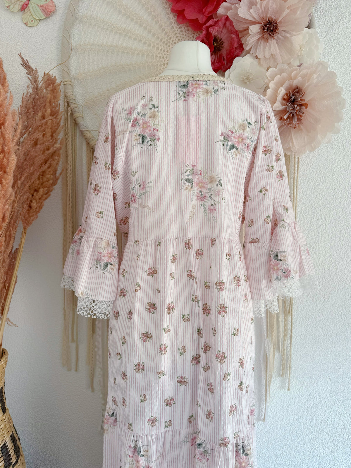 BEZAUBERNDES MIDIKLEID IM VINTAGE-STIL IN ROSA - ONE SIZE -