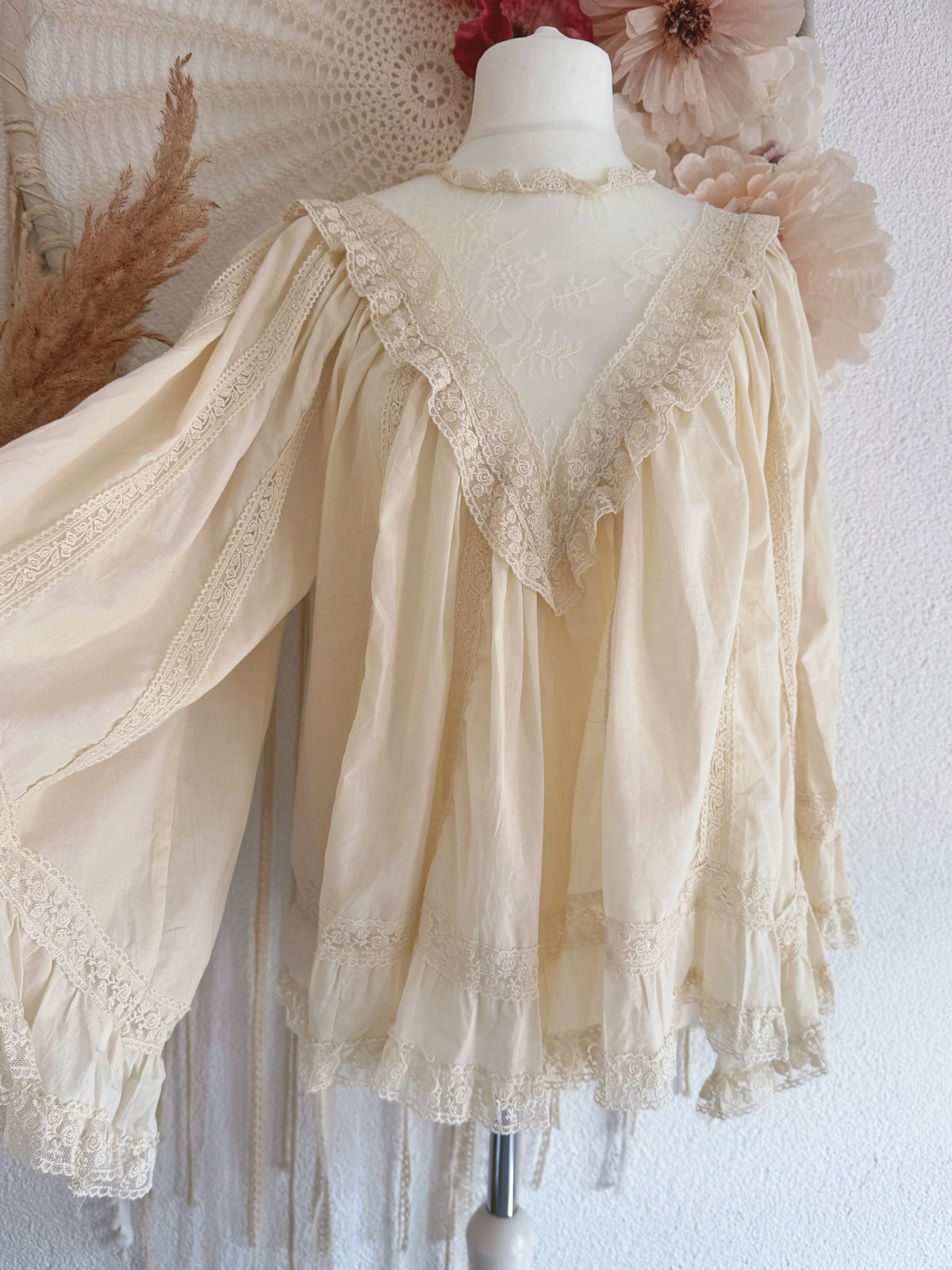 BOHO-SPITZEN-TUNIKA IN CREME - VERSCH. GRÖßEN -