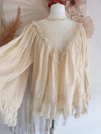 BOHO-SPITZEN-TUNIKA IN CREME - VERSCH. GRÖßEN -