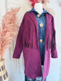 BLAZER MIT FRANSEN IN AUBERGINE - ONE SIZE -