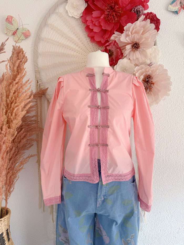 ROMANTISCHE BLUSE IM CHINOISERIE-STIL - ONE SIZE -