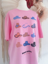 T-SHIRT MIT COWBOYHÜTEN IN PINK - ONE SIZE -