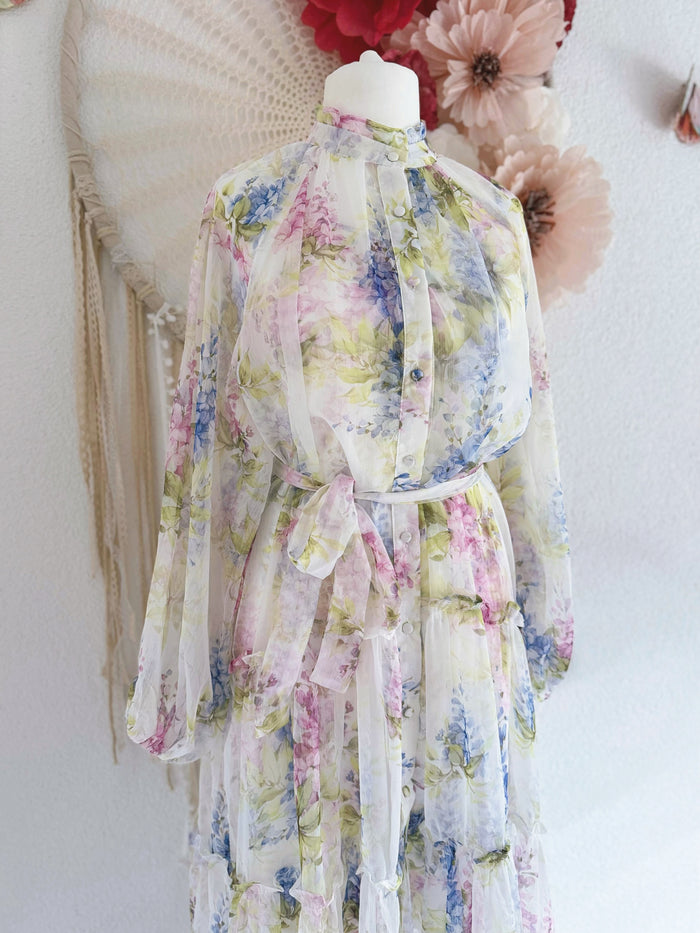 ROMANTISCHES MAXIKLEID MIT BLÜTENPRINT - ONE SIZE -