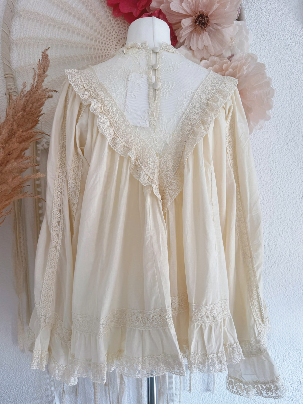 BOHO-SPITZEN-TUNIKA IN CREME - VERSCH. GRÖßEN -