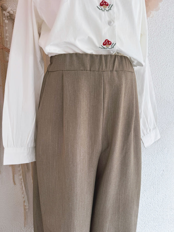 ELEGANTE STOFFHOSE IN MELIERTEM TAUPE - ONE SIZE -