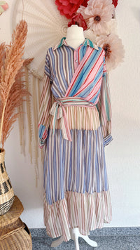 GESTREIFTES KLEIDCHEN MIT BALLONÄRMELN - ONE SIZE -