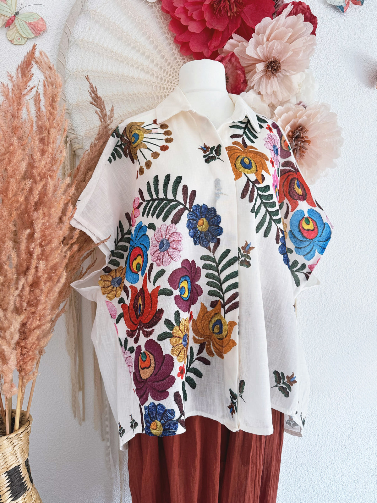 OVERSIZED BLUSE MIT FLORALEM PRINT - ONE SIZE -